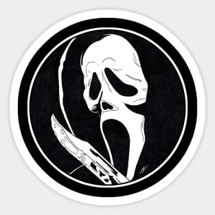 GHOSTFACE - Scream (Circle Black and White) Sticker